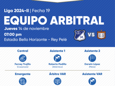 Árbitros Boyacá Chicó vs Millonarios 2024