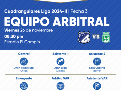 Árbitros Millonarios vs Nacional 2024