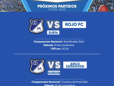 Programación fútbol base Millonarios noviembre 23 2024