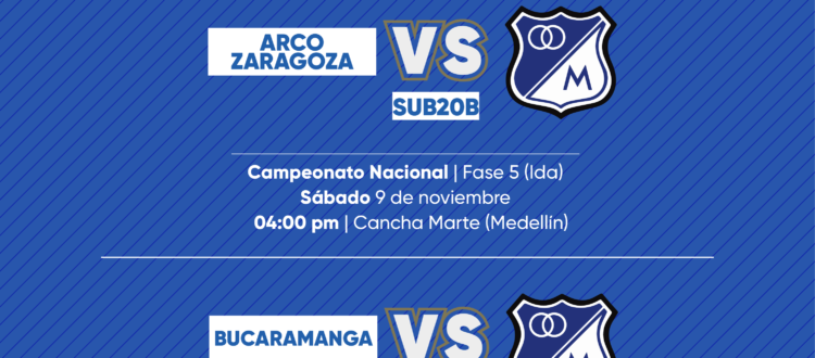 Programación Fútbol Base Millonarios noviembre 9-10 2024