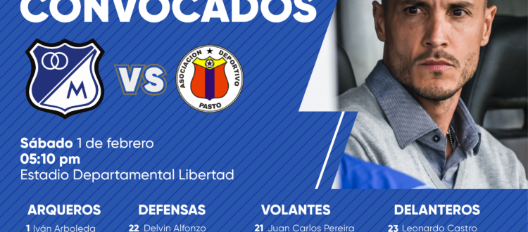 Convocados de Millonarios vs Pasto