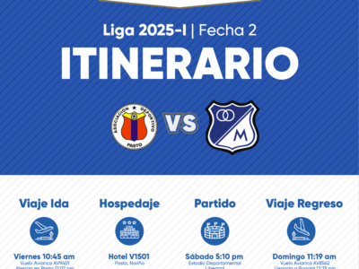 Itinerario Millonarios Pasto 2025