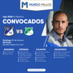 Convocados de Millonarios vs Cali 2025