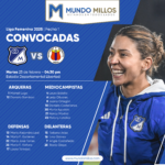 Convocadas de Millonarios vs Pasto