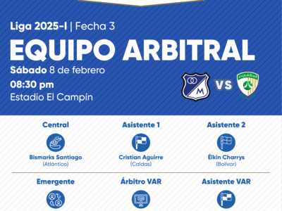 Árbitro Millonarios vs La Equidad 2025