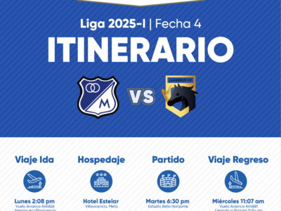 Itinerario Millonarios Villavicencio