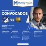 Convocados de Millonarios vs Águilas Doradas 2025