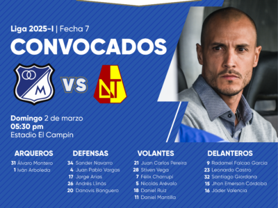 Convocados de Millonarios vs Tolima 2025