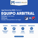 Árbitros Medellín Millonarios Liga Femenina 2024