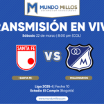 En vivo Santa Fe vs Millonarios 2025-I