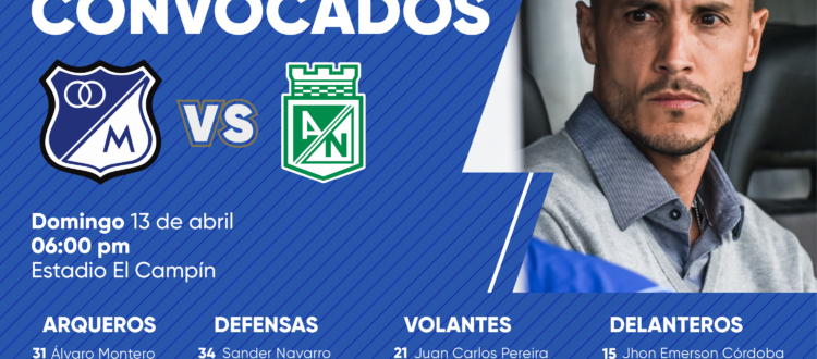 Convocados de Millonarios vs Nacional 2025-I