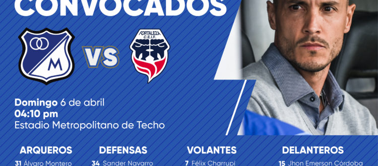 Convocados de Millonarios vs Fortaleza