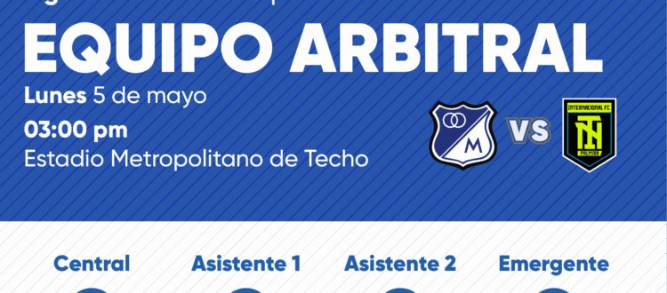 Árbitros Millonarios vs Inter Palmira Liga Femenina 2025