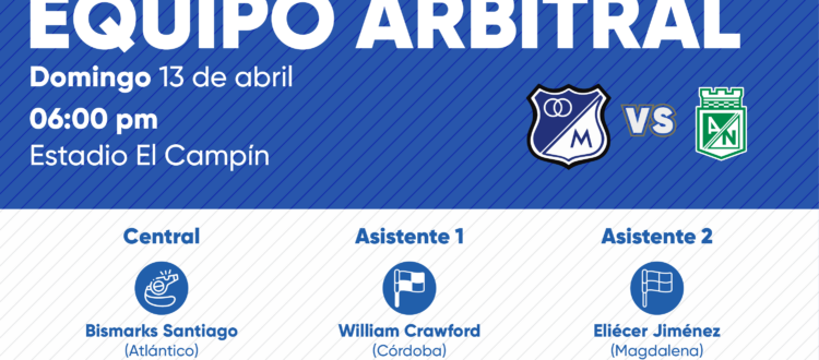 Árbitro Millonarios vs Nacional 2025