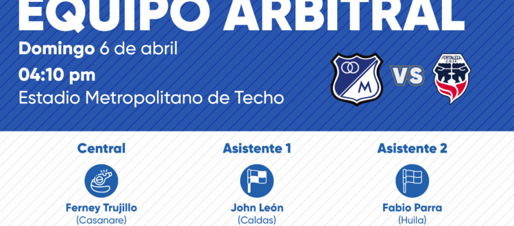 Árbitro Fortaleza Millonarios 2025