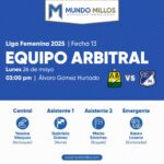 Árbitros Bucaramanga vs Millonarios Liga Femenina 2025