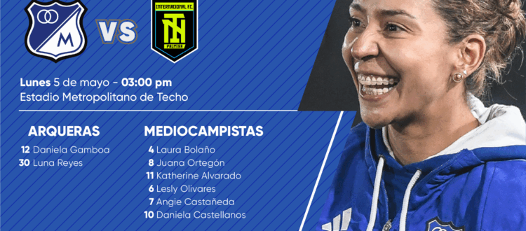 Convocadas de Millonarios vs Inter Palmira