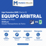 Árbitros Millonarios vs Nacional Liga Femenina 2025