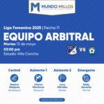 Árbitros Real Santander vs Millonarios Liga Femenina 2025