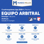 Árbitros Santa Fe vs Millonarios Cuadrangulares 2025-I
