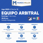 Árbitros Once Caldas vs Millonarios 2025