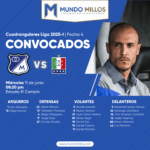 Convocados de Millonarios vs Once Caldas Cuadrangulares 2025-I