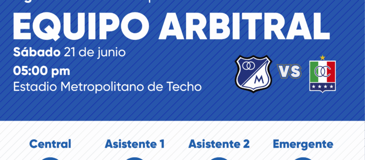 Árbitro Millonarios vs Once Caldas Liga Femenina 2025