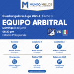 Árbitros Once Caldas vs Millonarios Cuadrangulares 2025-I