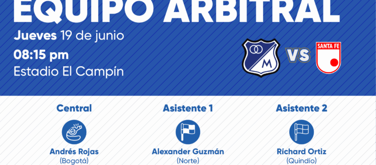 Árbitros Millonarios Santa Fe Cuadrangulares 2025-I