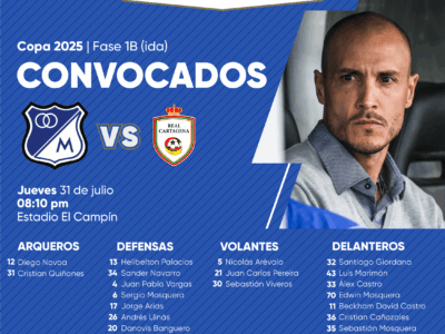 Convocados de Millonarios vs Real Cartagena