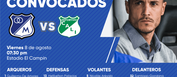 Convocados de Millonarios vs Cali 2025