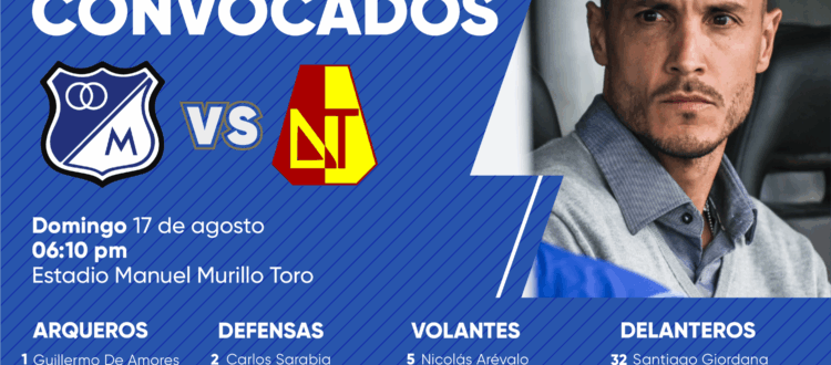 Convocados de Millonarios vs Tolima 2025-II