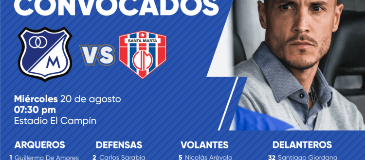 Convocados de Millonarios vs Unión Magdalena