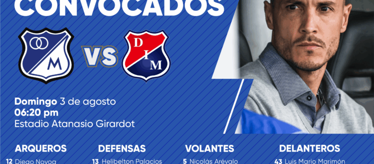 Convocados de Millonarios vs Medellín 2025-II