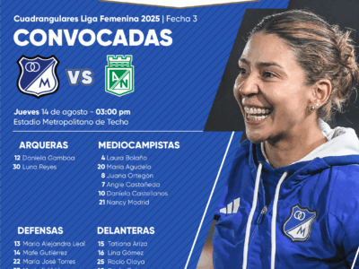 Convocadas de Millonarios vs Nacional Cuadrangulares Liga Femenina 2025