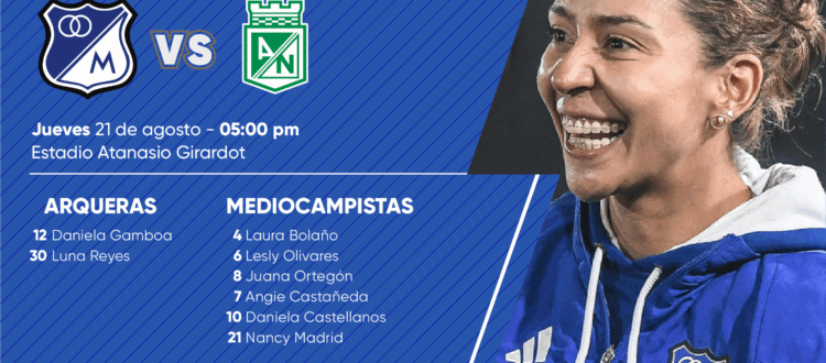 Convocadas de Millonarios vs Nacional