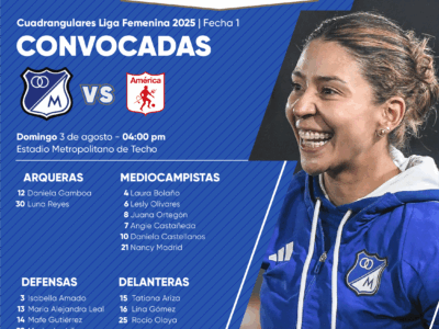 Convocadas de Millonarios vs América Cuadrangulares Liga Femenina 2025