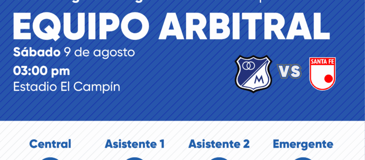 Árbitros Santa Fe vs Millonarios Cuadrangulares Liga Femenina 2025