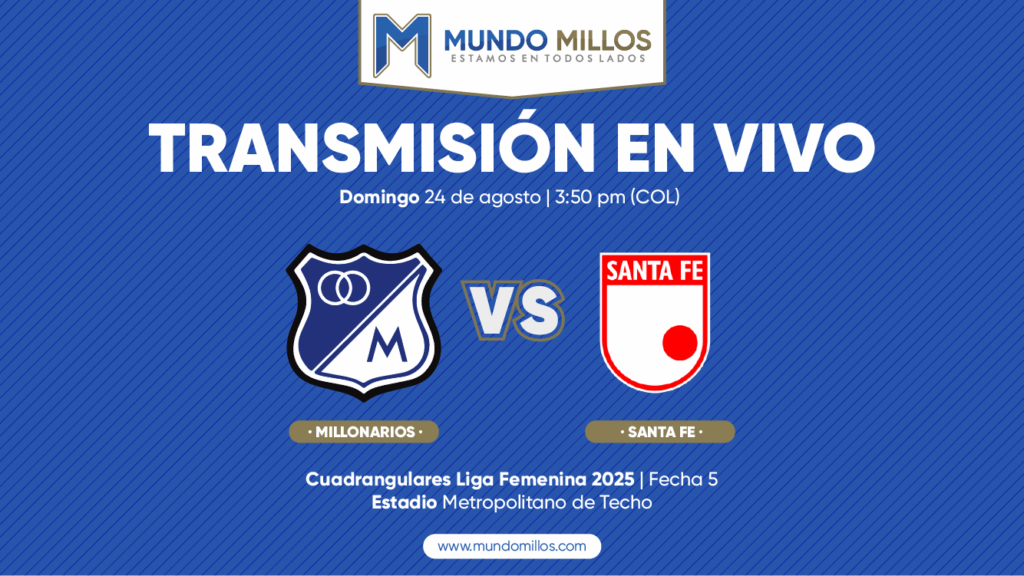 En vivo Millonarios vs Santa Fe Cuadrangulares Liga Femenina 2025