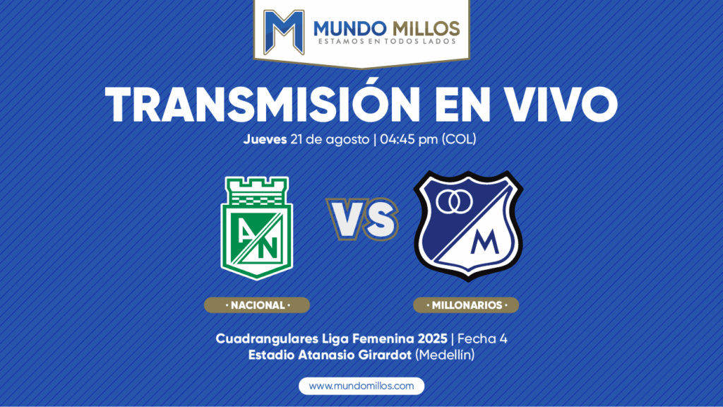 En vivo Nacional vs Millonarios Cuadrangulares Liga Femenina 2025
