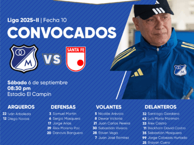 Convocados de Millonarios vs Santa Fe