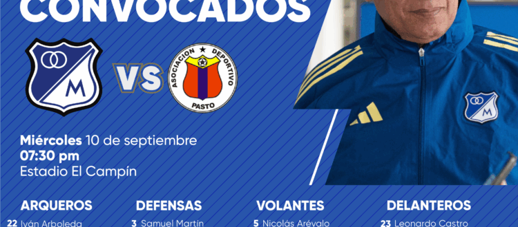 Convocados de Millonarios vs Pasto