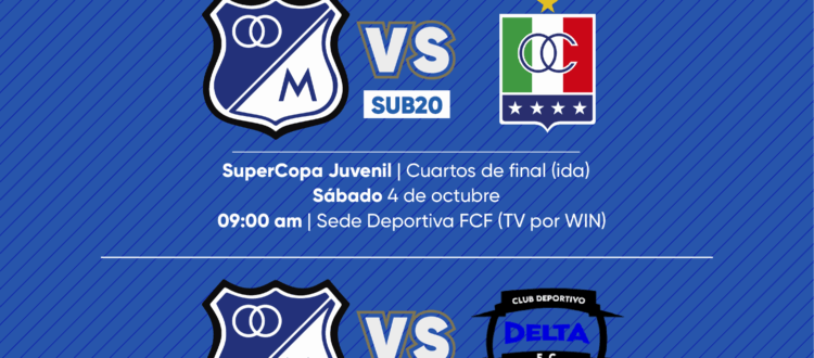 Programación Fútbol base Millonarios octubre 4 2025