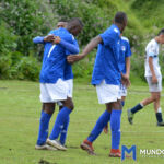 Celebración de uno de los goles de Millonarios frente a Coruña