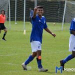 Andrés Gil celebra uno de los tres goles sorbre River Bogotá Andrés Gil